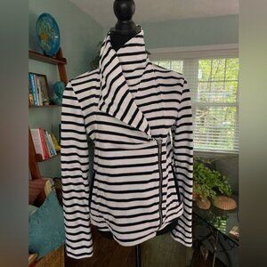 Gap Navy & White Striped Moto Jacket Size Small.